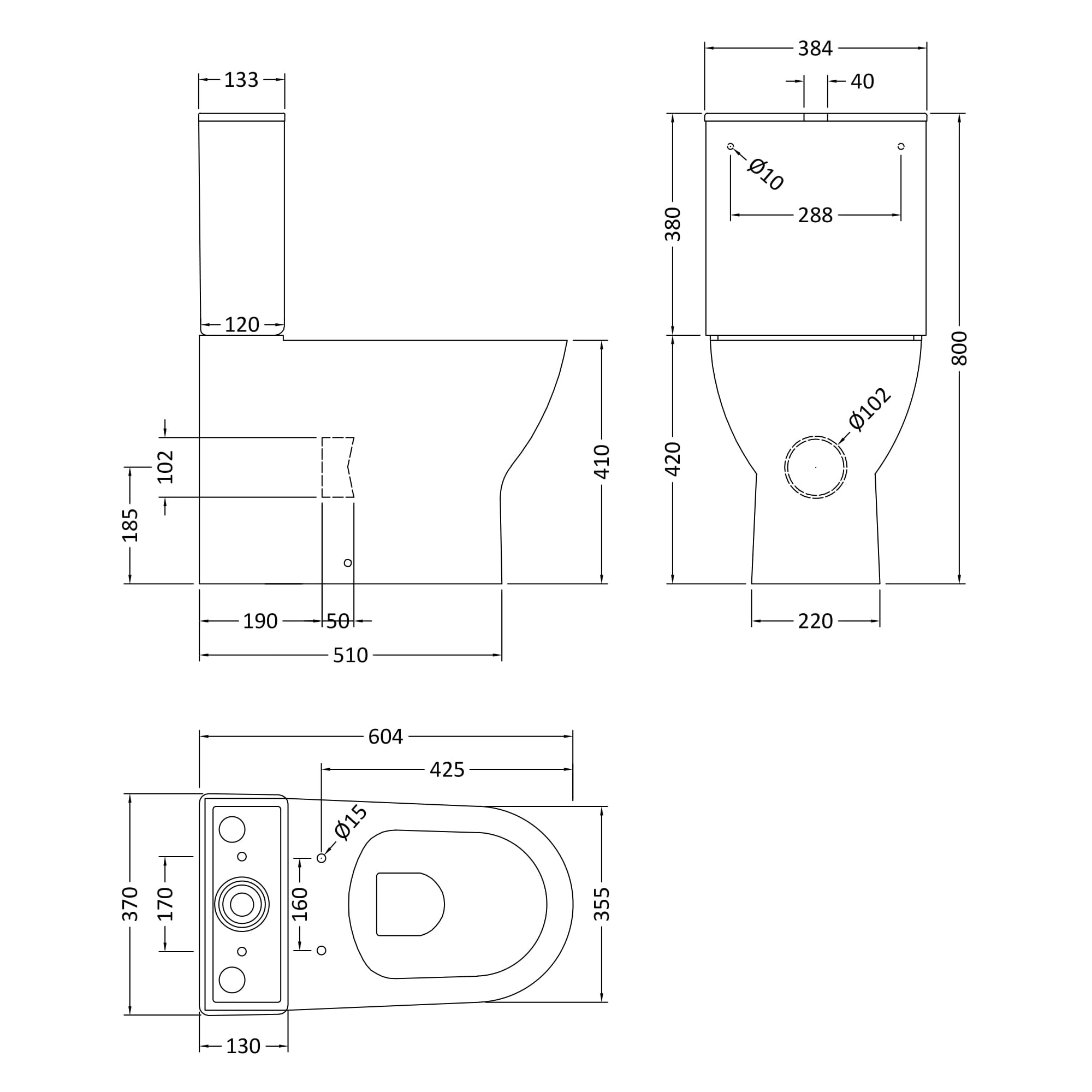 Nuie Freya Closed Coupled Toilet & Soft Close Toilet Seat