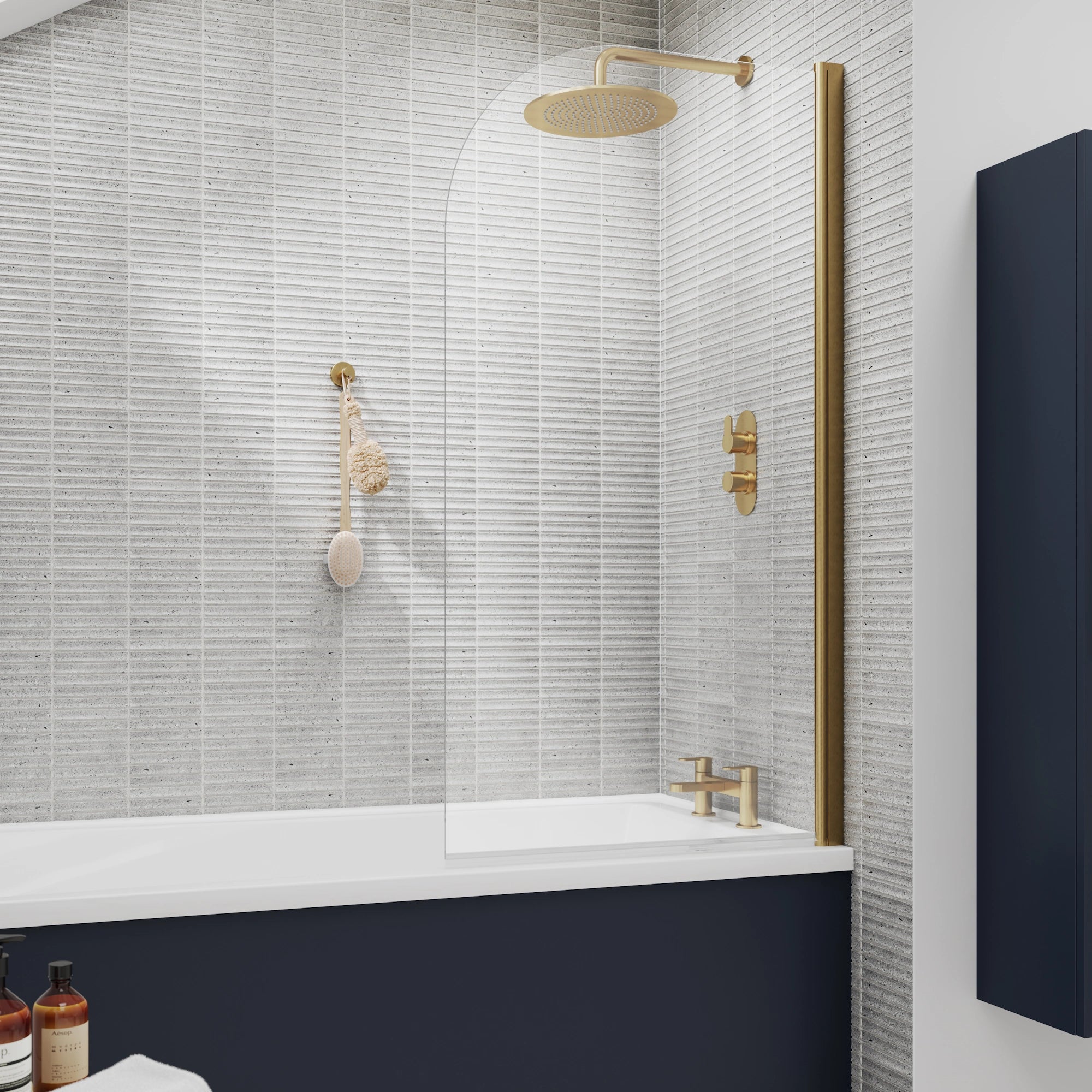Nuie Curved Round Frameless Bath Screen – Bubbles Showers and Bathrooms