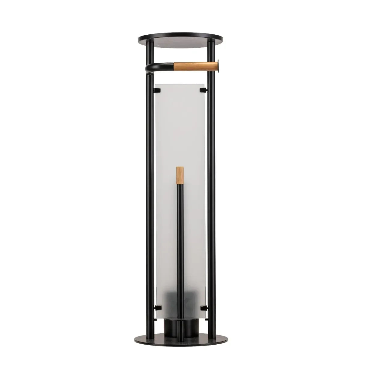 Croydex Matt Black & Bamboo Floor Standing Bathroom Butler Toilet Roll Holder