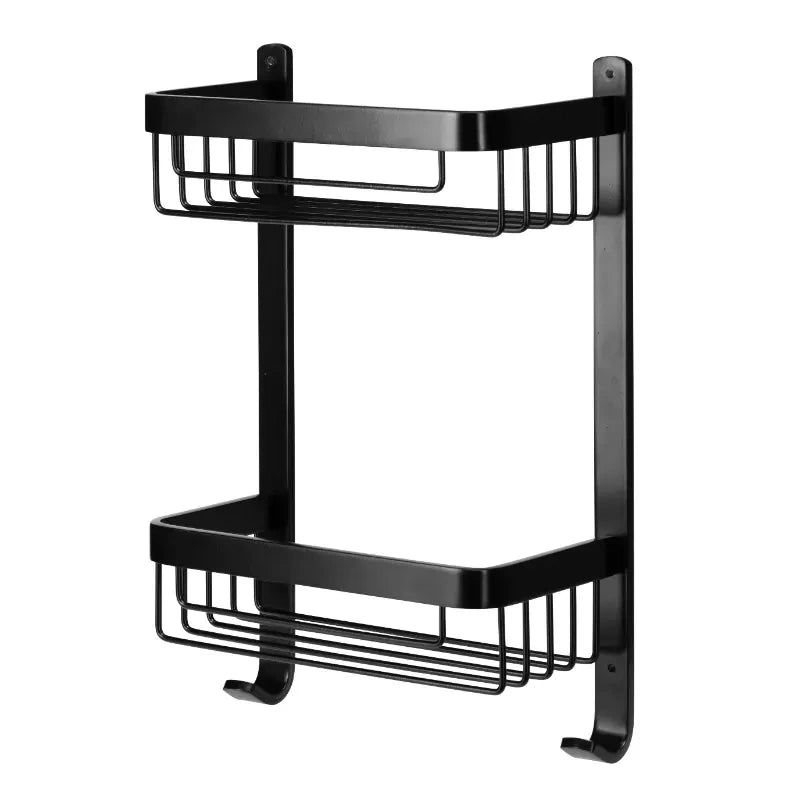 Croydex Premium Large Matt Black Two Tier Basket