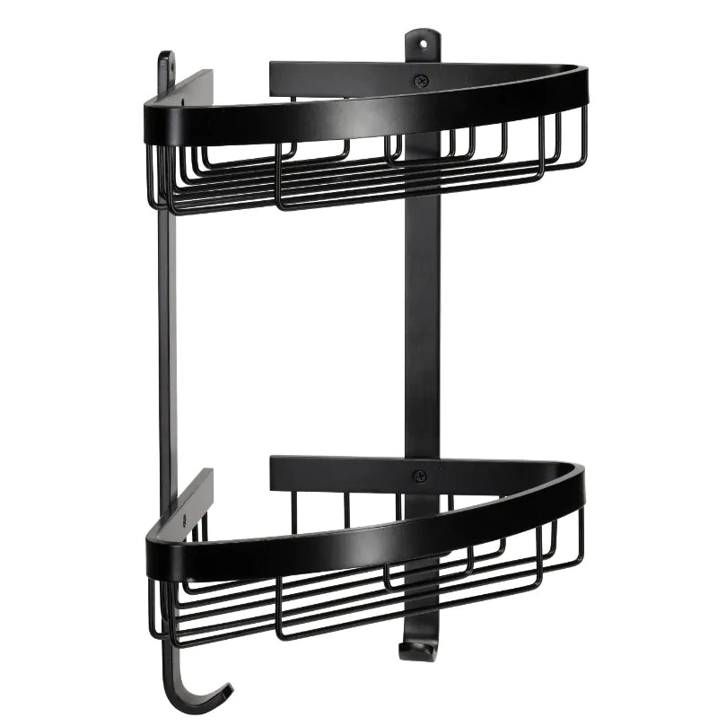 Croydex Premium Large Matt Black Two Tier Corner Basket