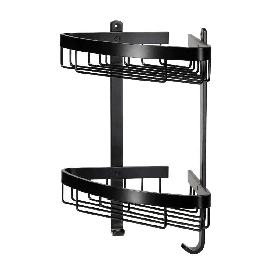 Croydex Premium Large Matt Black Two Tier Corner Basket