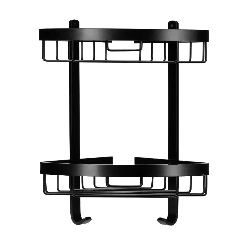 Croydex Premium Large Matt Black Two Tier Corner Basket