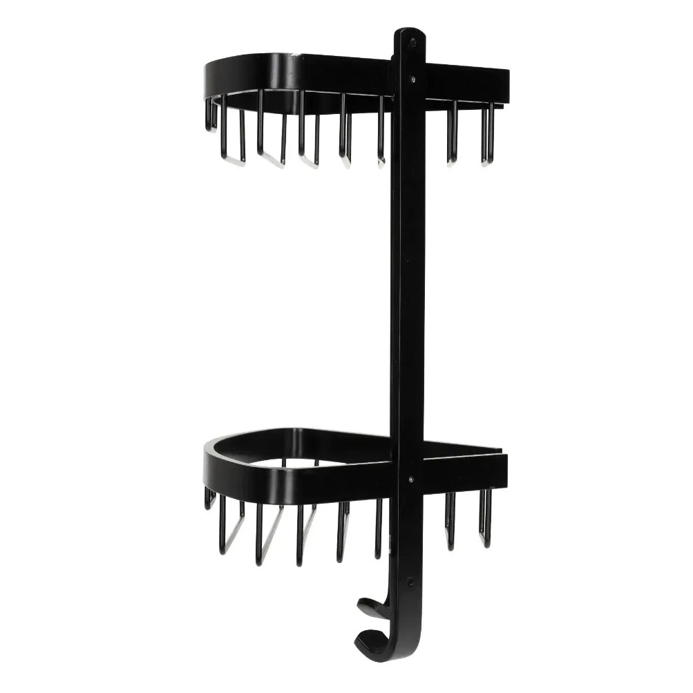 Croydex Premium Large Matt Black Two Tier Corner Basket