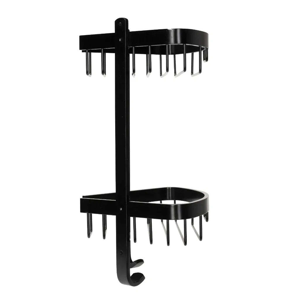 Croydex Premium Large Matt Black Two Tier Corner Basket