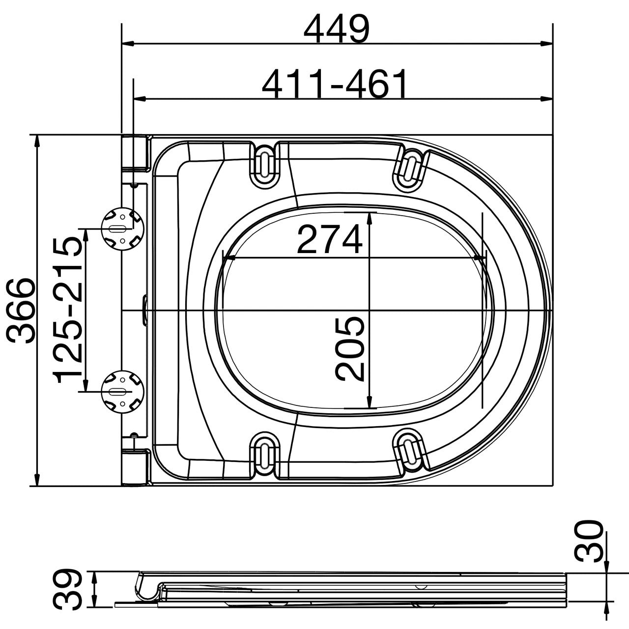 Middle D Slim Euroshowers Toilet Seat