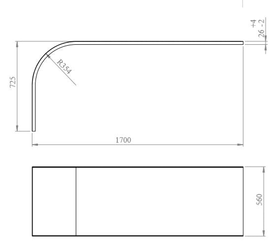 Oban Single Ended Straight Bath 1700 x 725mm