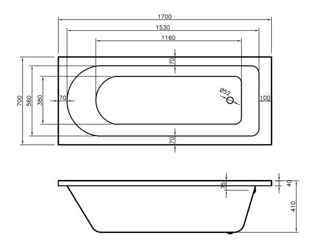 Skara Single Ended Straight Bath