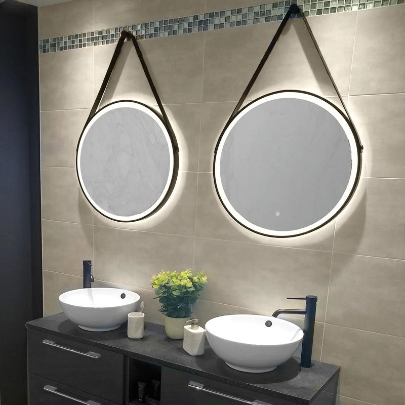 Solstice LED Round Bathroom Mirror With Strap