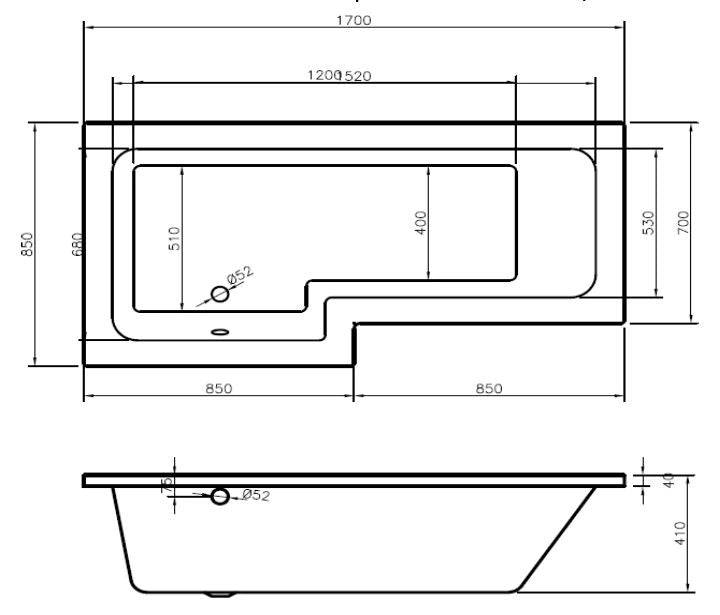 Skye L Shaped Shower Bath With Screen & Panels