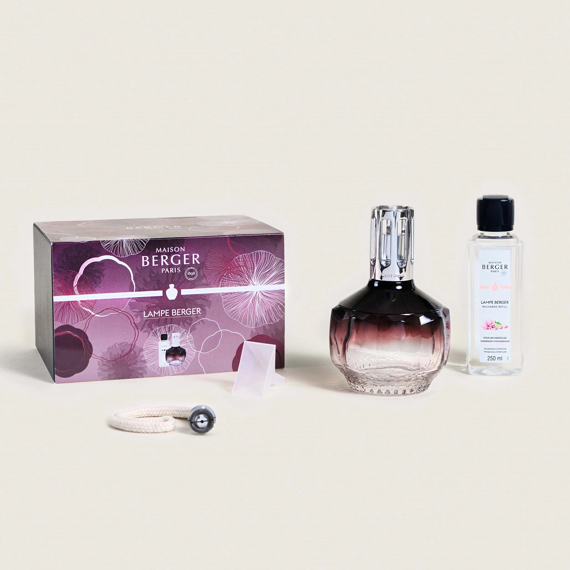 Plum Rouge Molecule Underneath the Magnolias Lamp Berger Gift Set