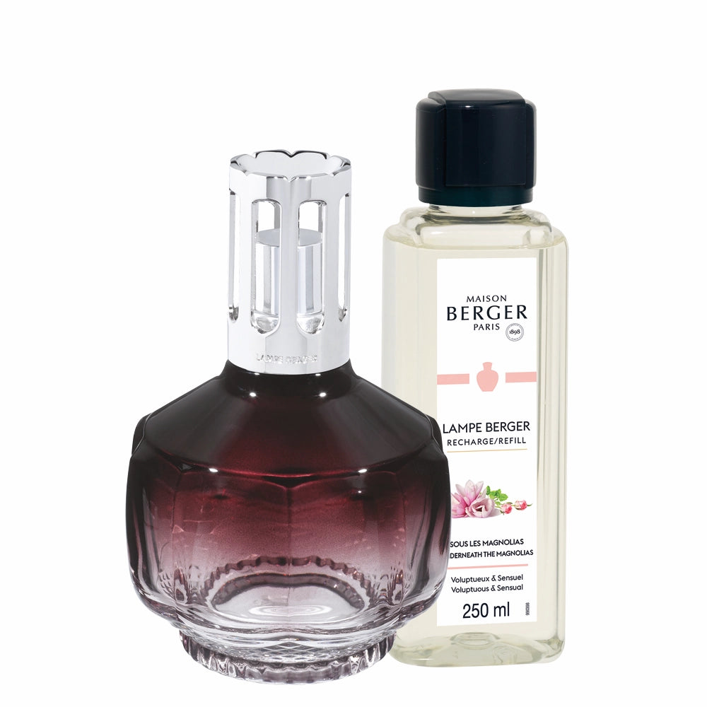 Plum Rouge Molecule Underneath the Magnolias Lamp Berger Gift Set
