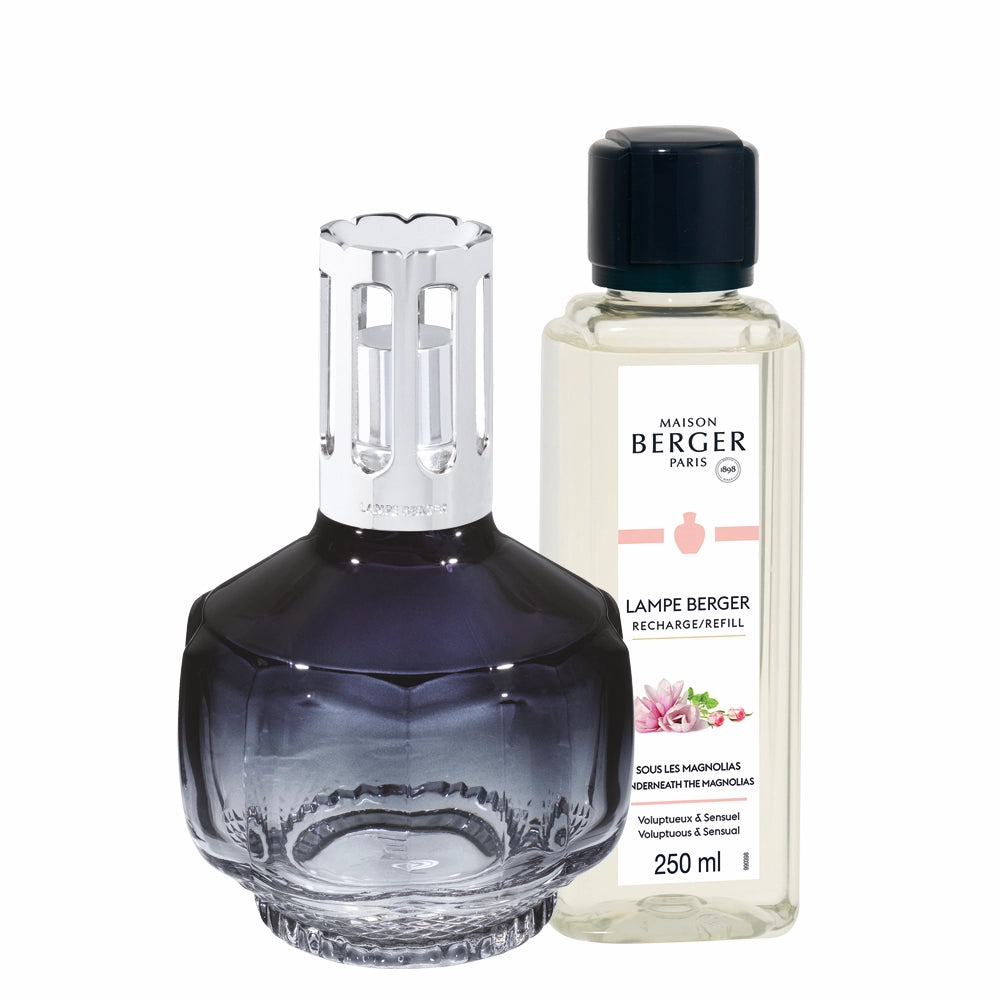 Midnight Blue Molecule Underneath the Magnolias Lamp Berger Gift Set