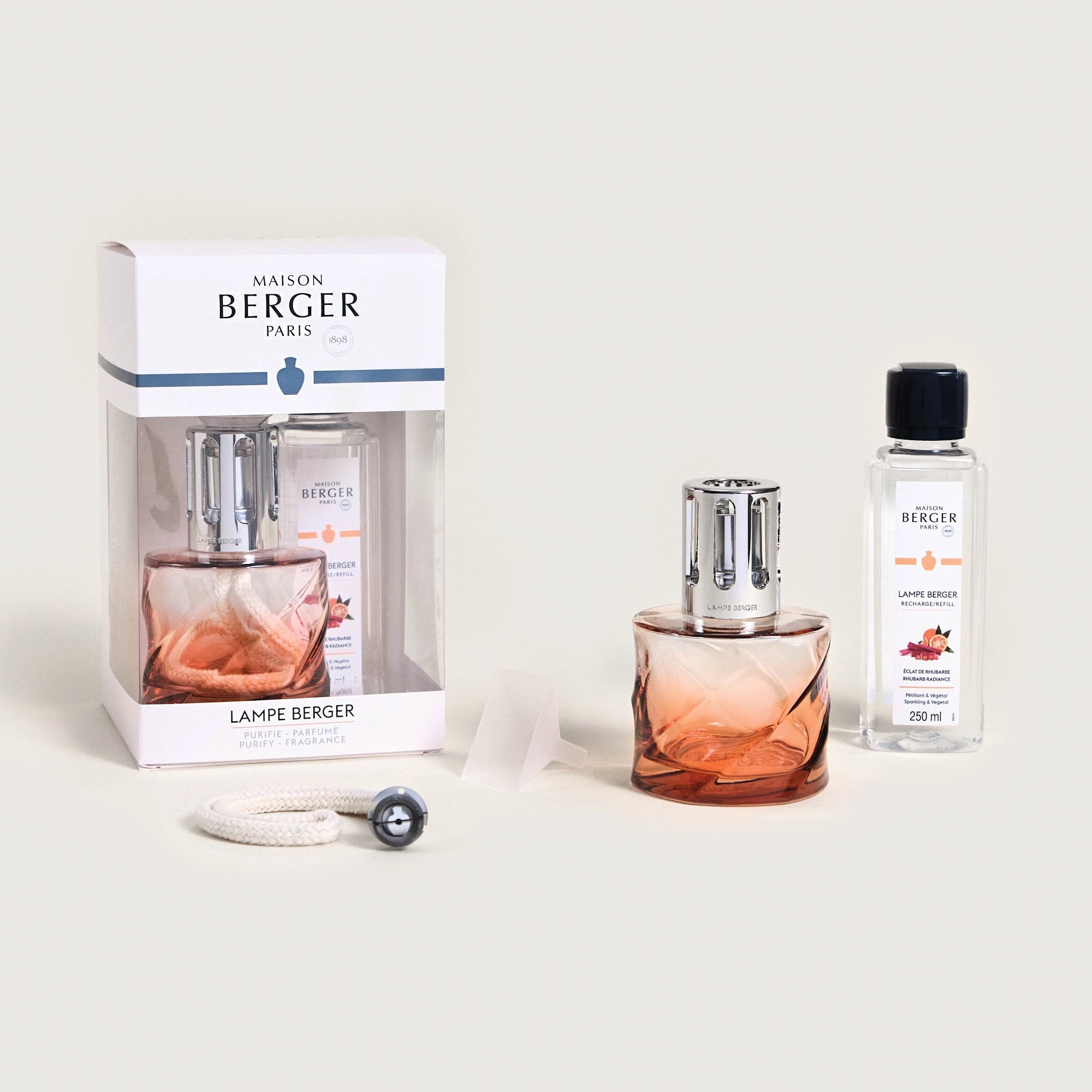Spiral Amber Pink Rhubard Radiance Lamp Berger Gift Set