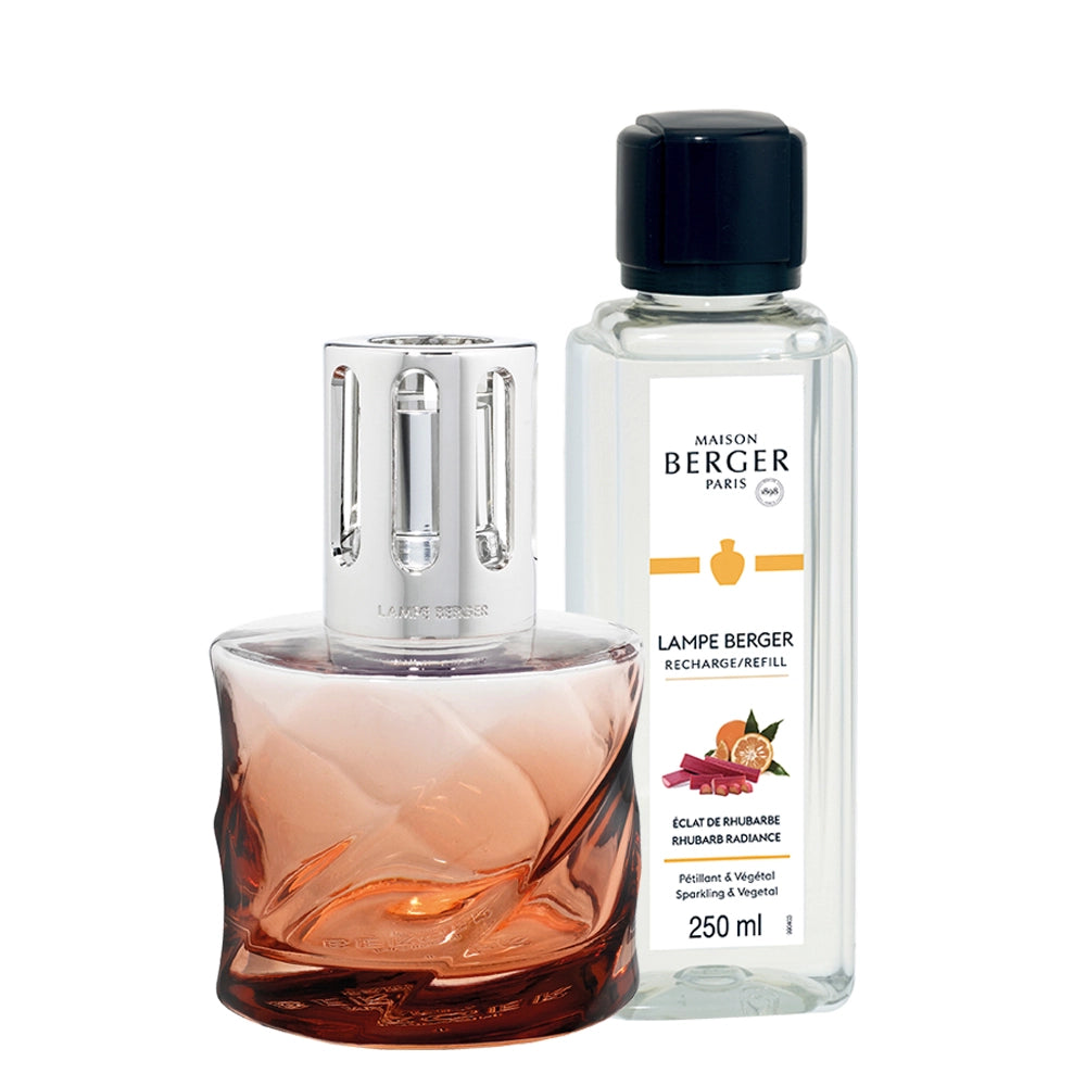 Spiral Amber Pink Rhubard Radiance Lamp Berger Gift Set