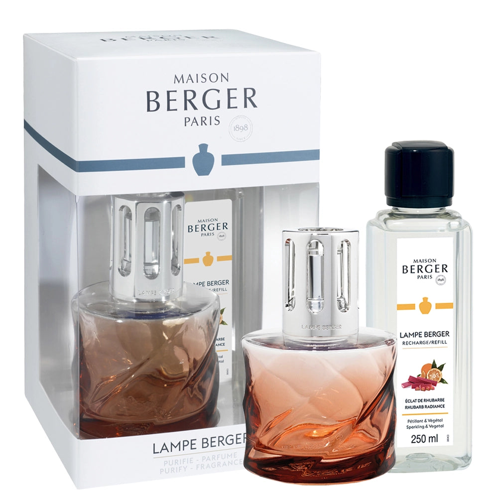 Spiral Amber Pink Rhubard Radiance Lamp Berger Gift Set