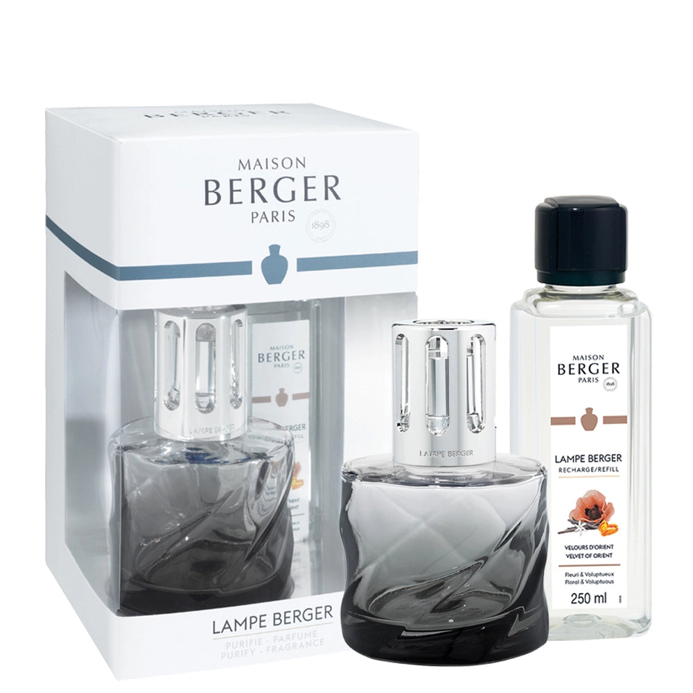 Spiral Black Noir Velvet of the Orient Lamp Berger Gift Set
