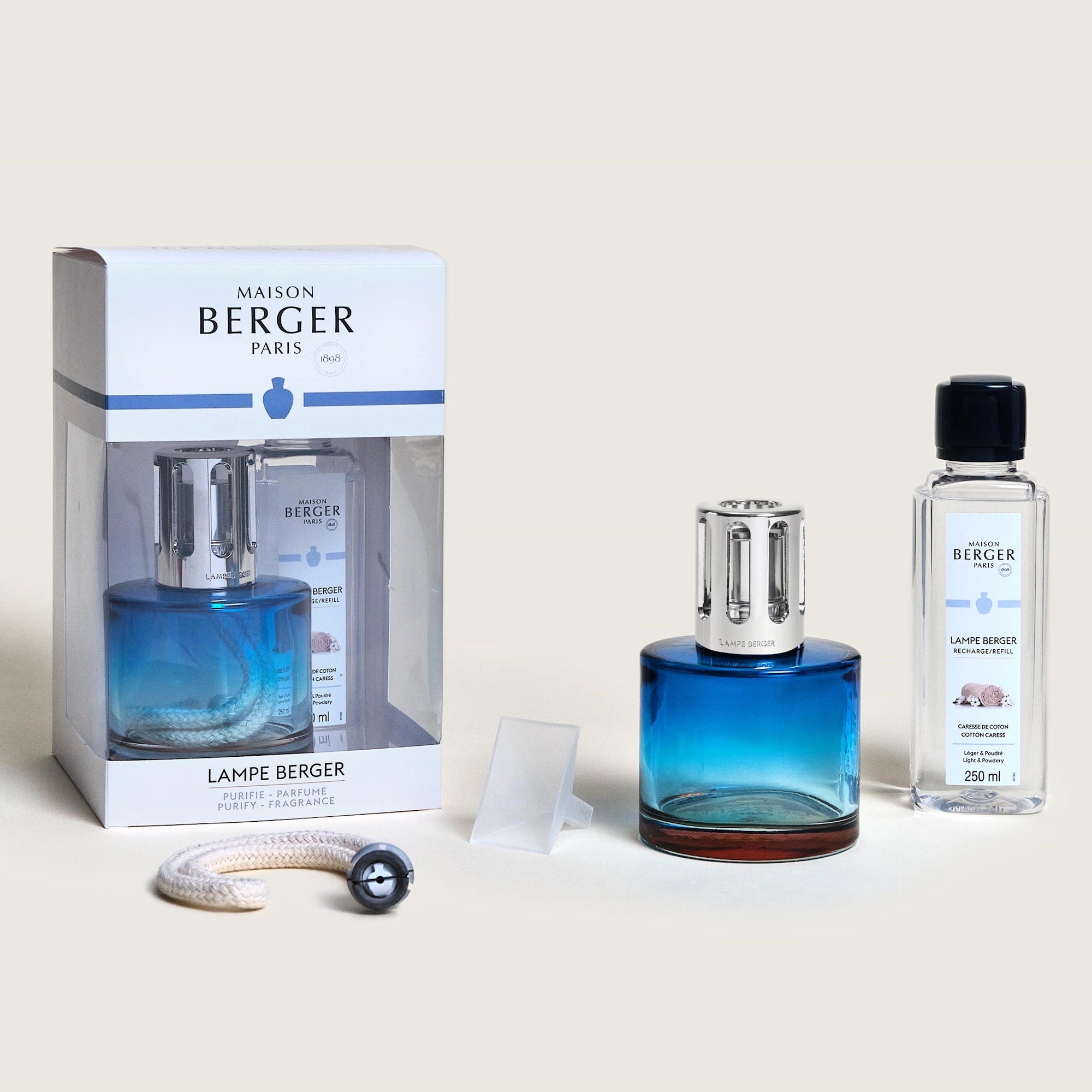 Blue Pure Cotton Caress Lamp Berger Gift Set
