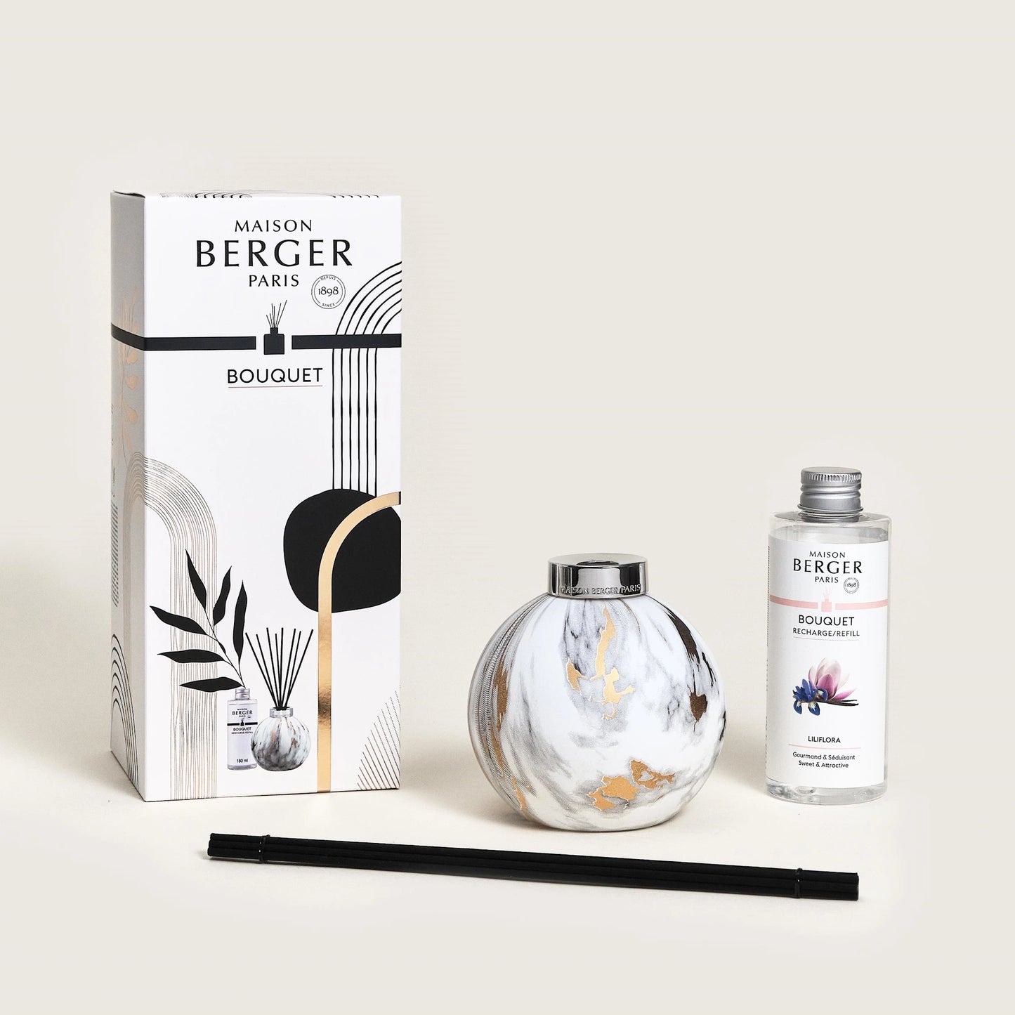 White Marbled Scented Bouquet Diffuser Gift Set