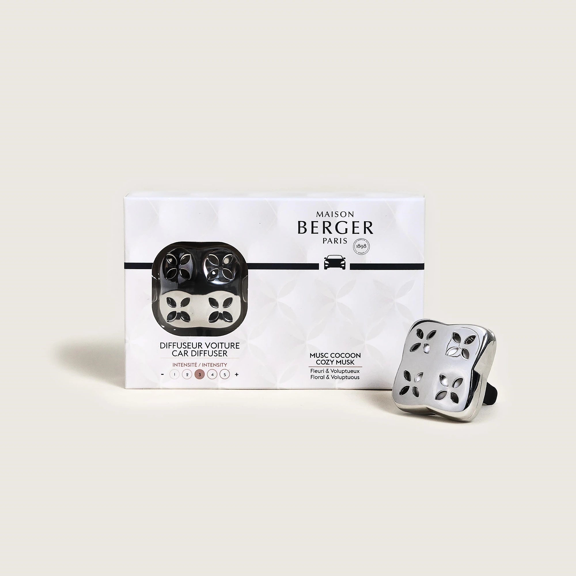 Cozy Musk Silver Car Diffuser Gift Set