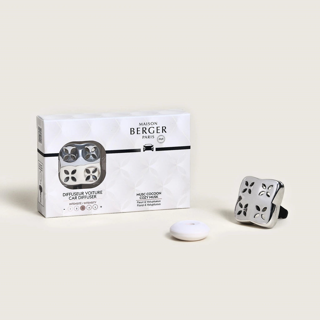 Cozy Musk Silver Car Diffuser Gift Set