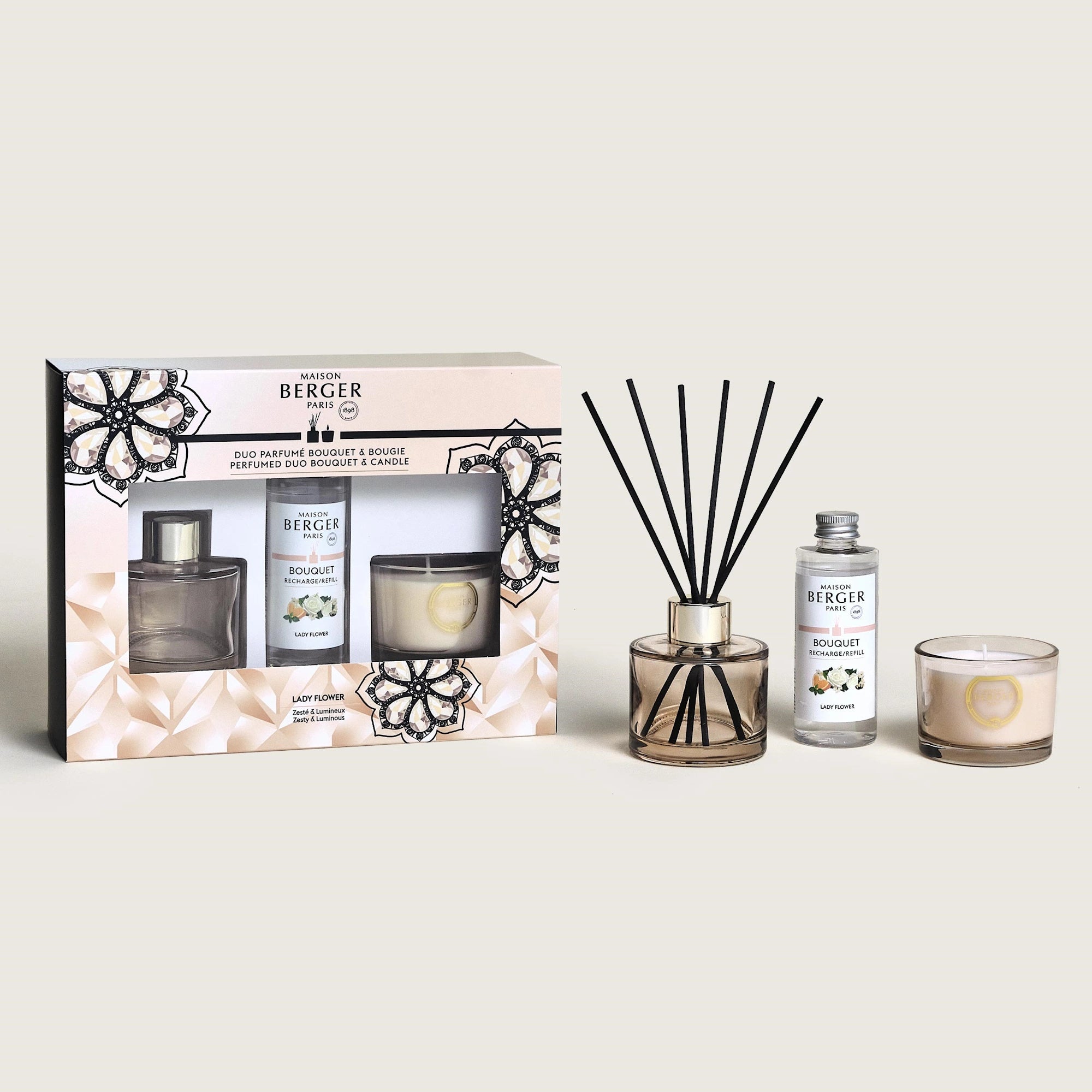 Eternity Nude Mini Bouquet & Candle Duo Gift Set