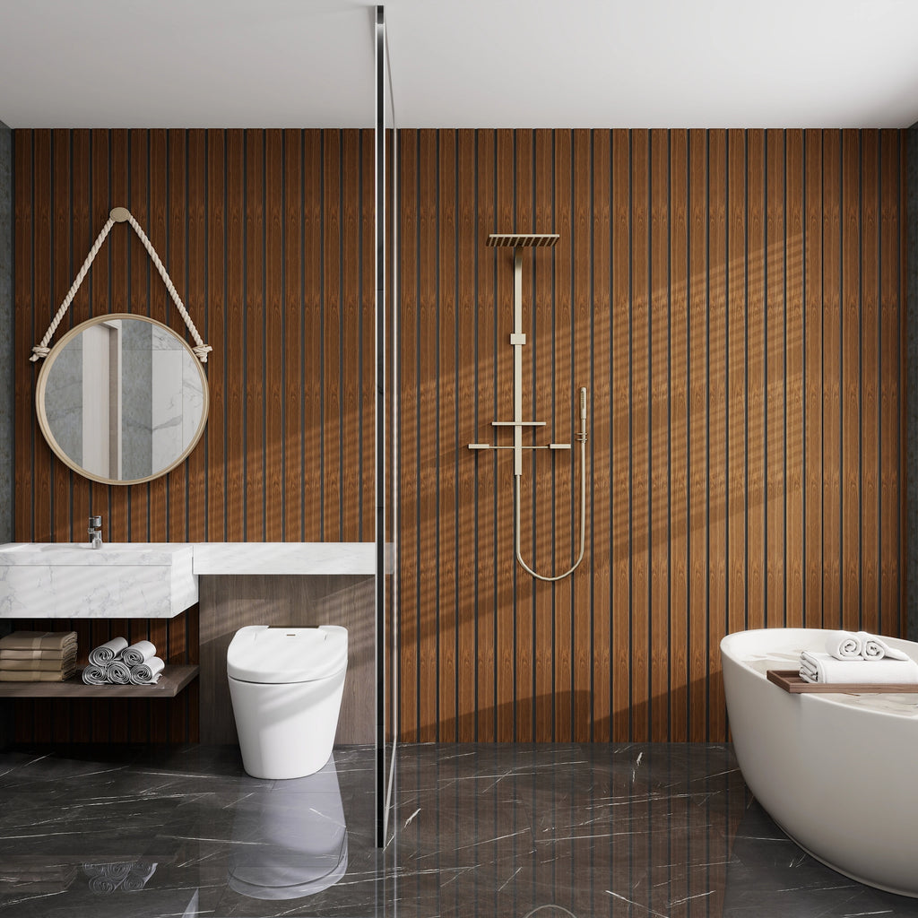 Aluvo 3 Slats Warm Walnut Waterproof Wall Panel