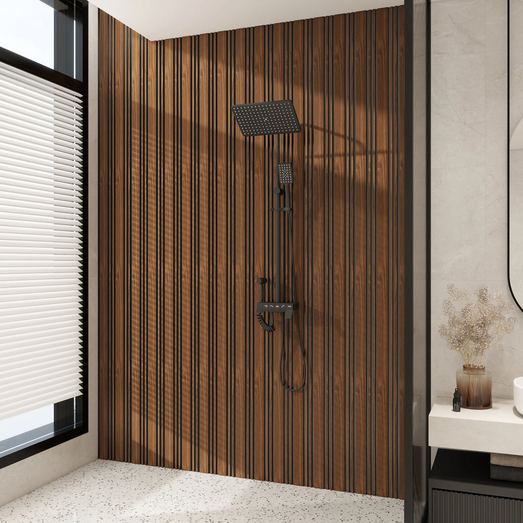 Aluvo LS Slats Warm Walnut Waterproof Wall Panel