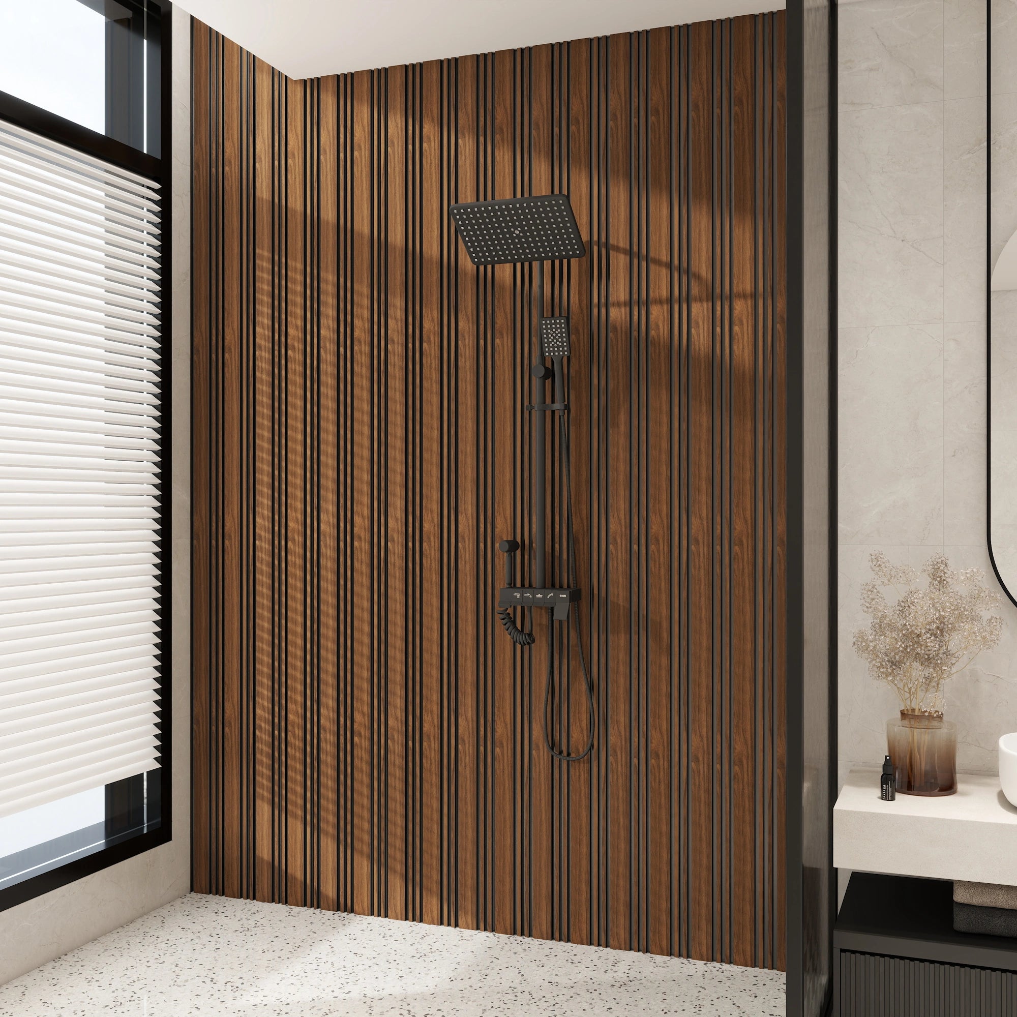 Aluvo LS Slats Warm Walnut Waterproof Wall Panel