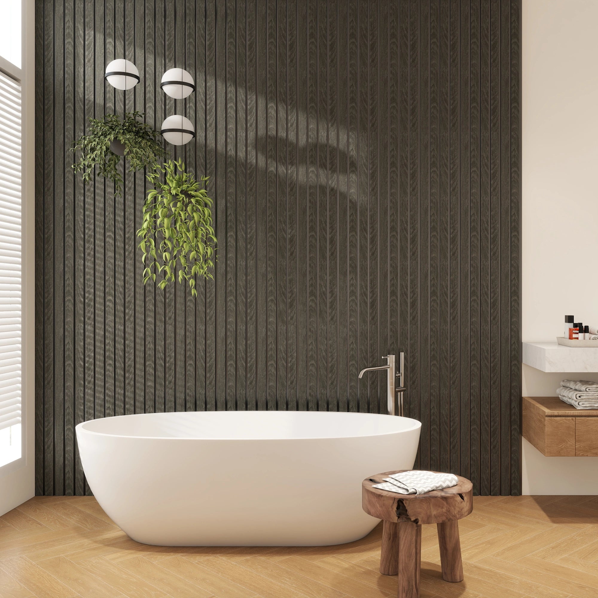 Aluvo 4 Slats Black Wood Waterproof Wall Panel