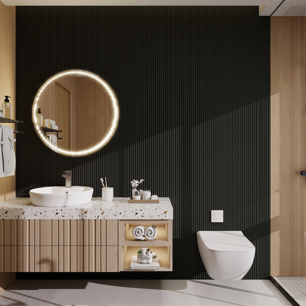 Aluvo Half Round Black Waterproof Wall Panel