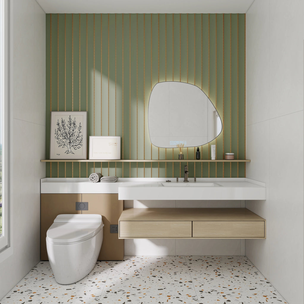 Aluvo Curved Slats Duck Egg Green Waterproof Wall Panel