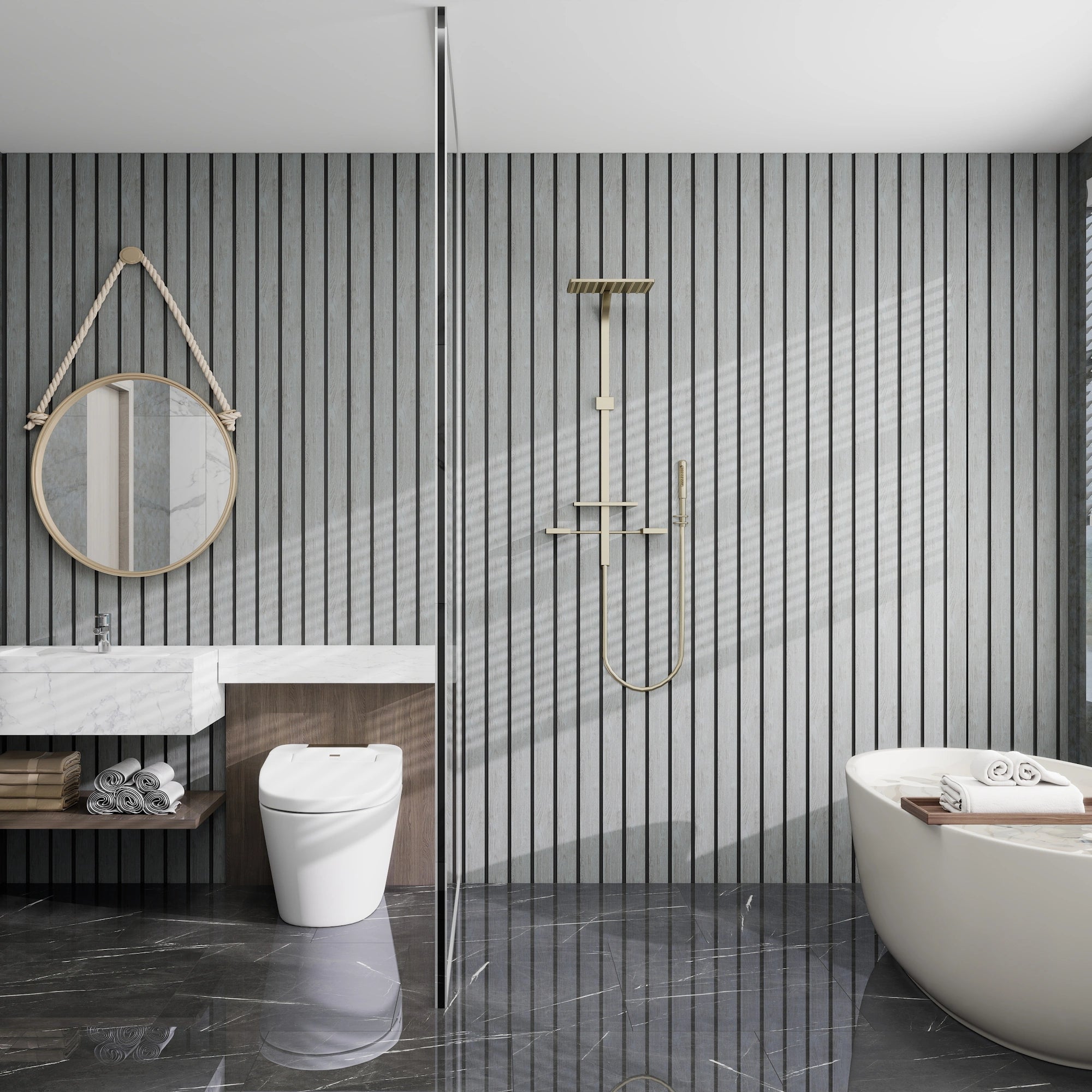 Aluvo 3 Slats Grey Oak Waterproof Wall Panel