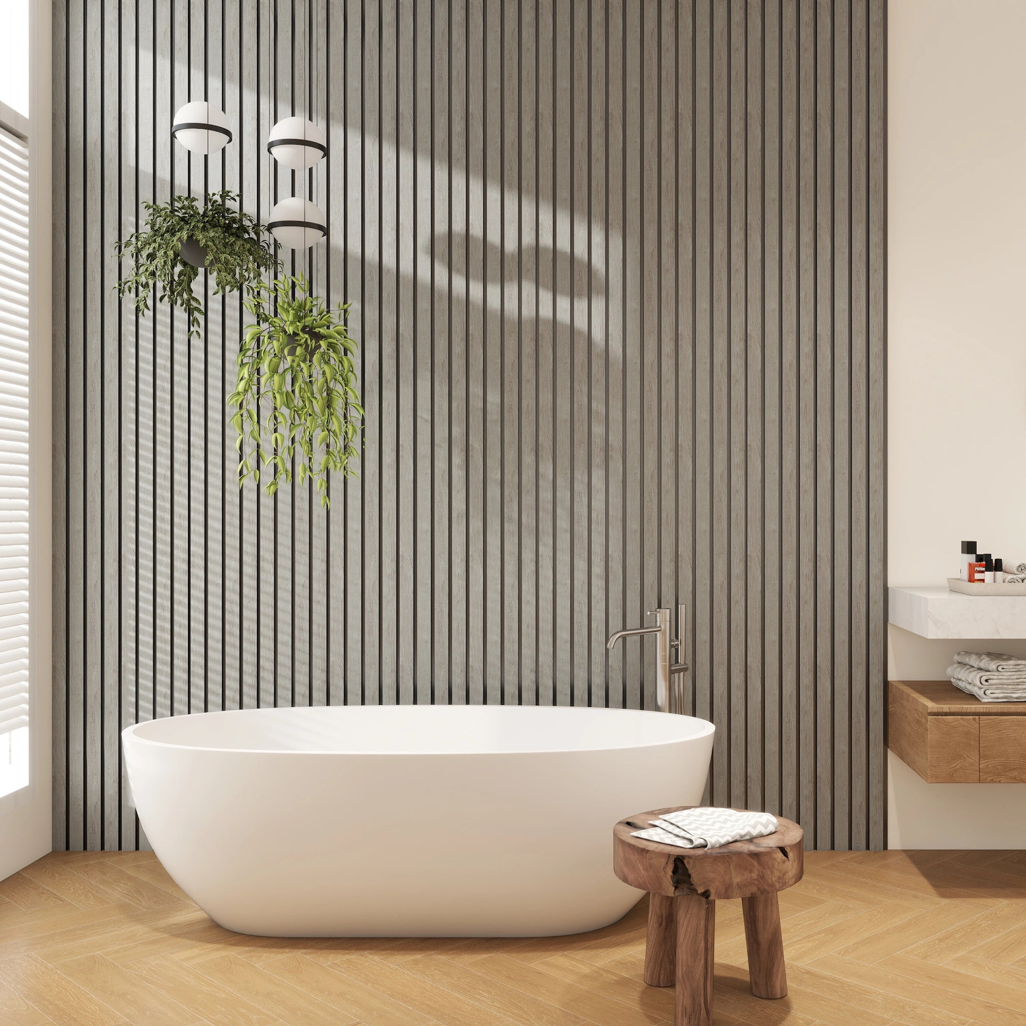 Aluvo 4 Slats Grey Oak Waterproof Wall Panel