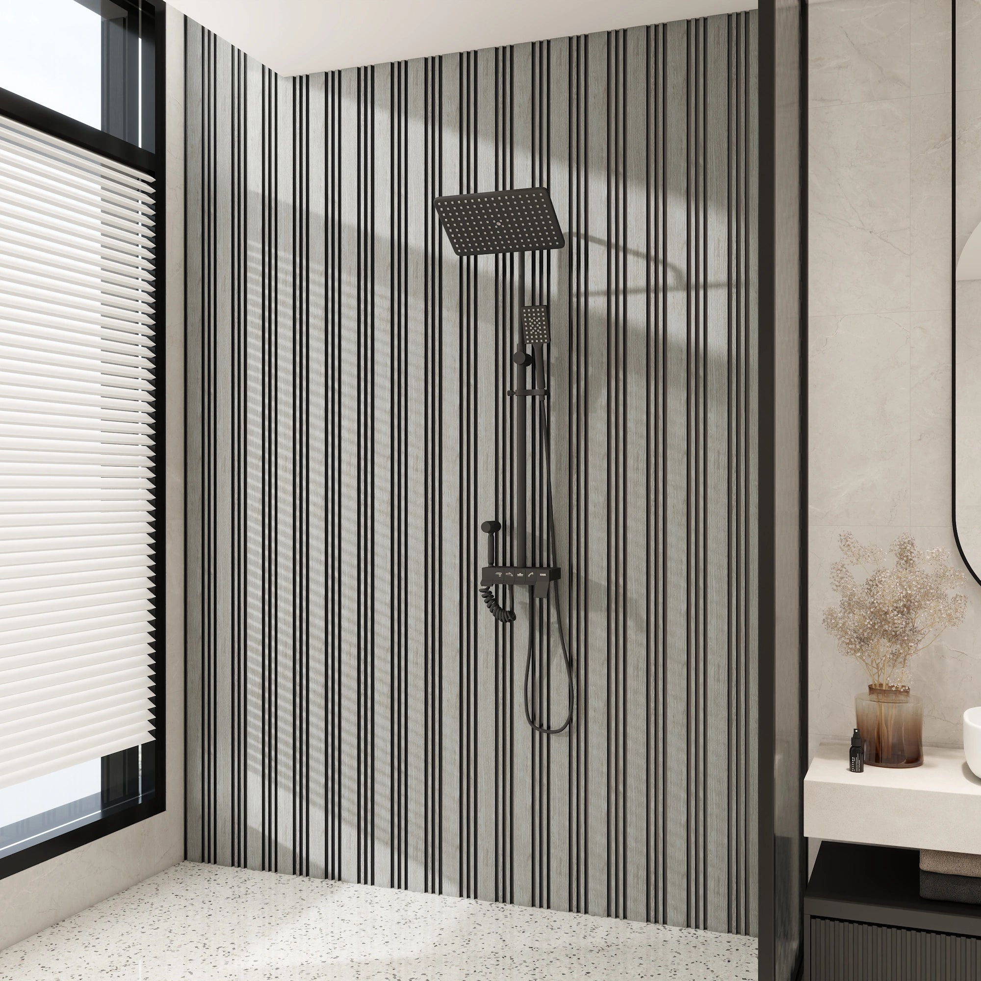Aluvo LS Slats Grey Oak Waterproof Wall Panel