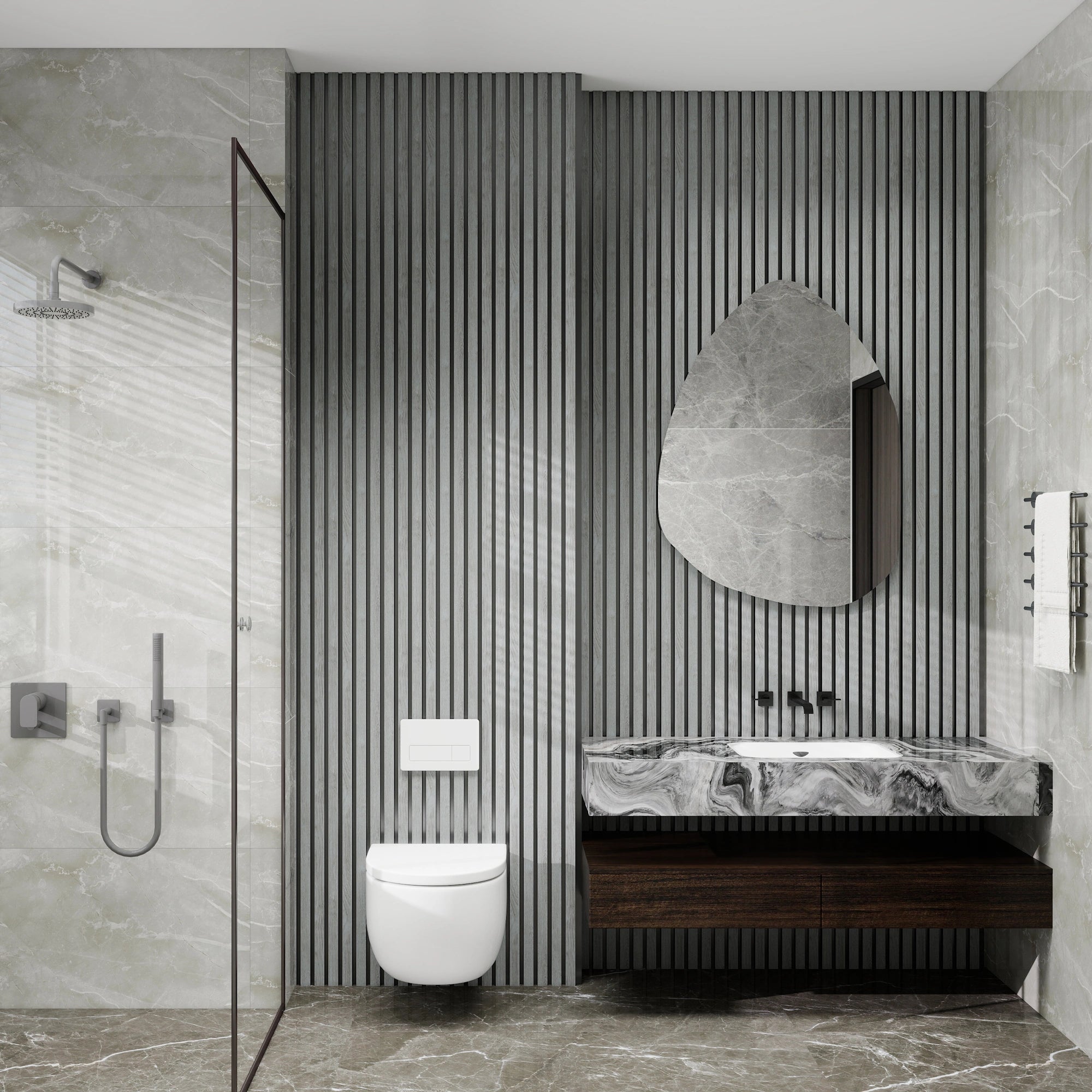 Aluvo 6 Slats Grey Oak Waterproof Wall Panel
