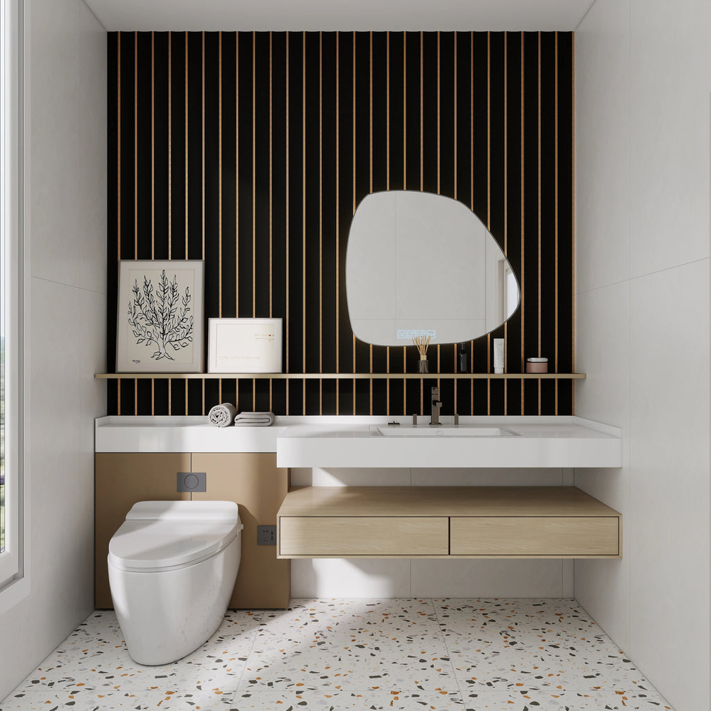 Aluvo Curved Slats Black Waterproof Wall Panel