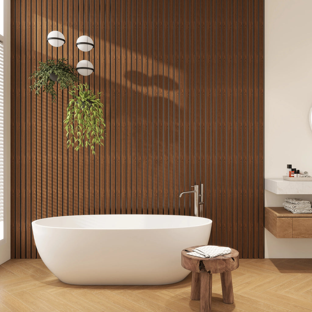 Aluvo 4 Slats Warm Walnut Waterproof Wall Panel