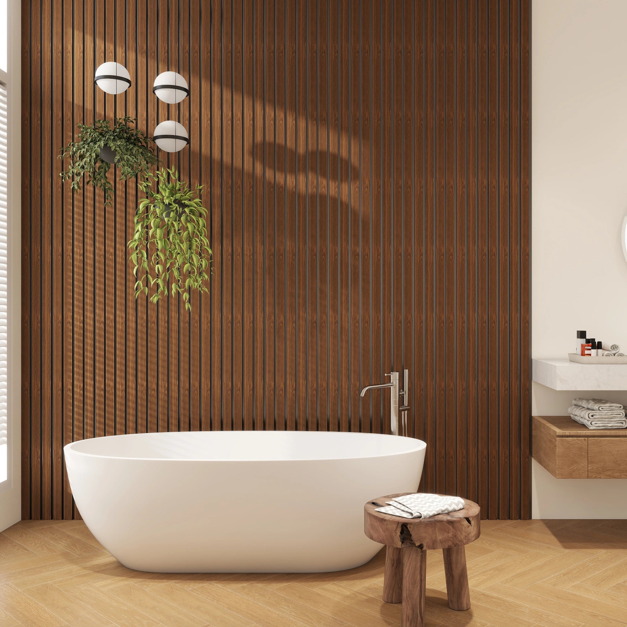 Aluvo 4 Slats Warm Walnut Waterproof Wall Panel