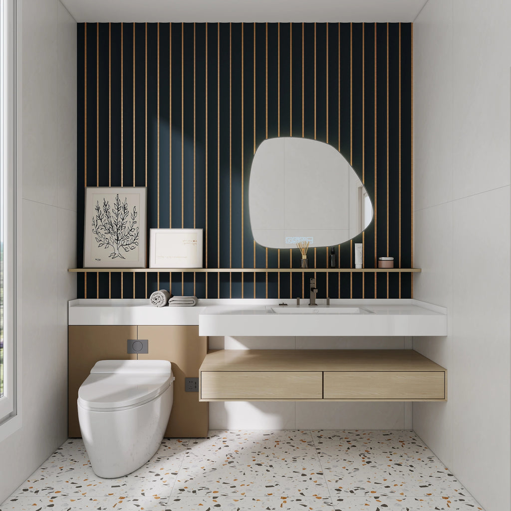 Aluvo Curved Slats Navy Waterproof Wall Panel