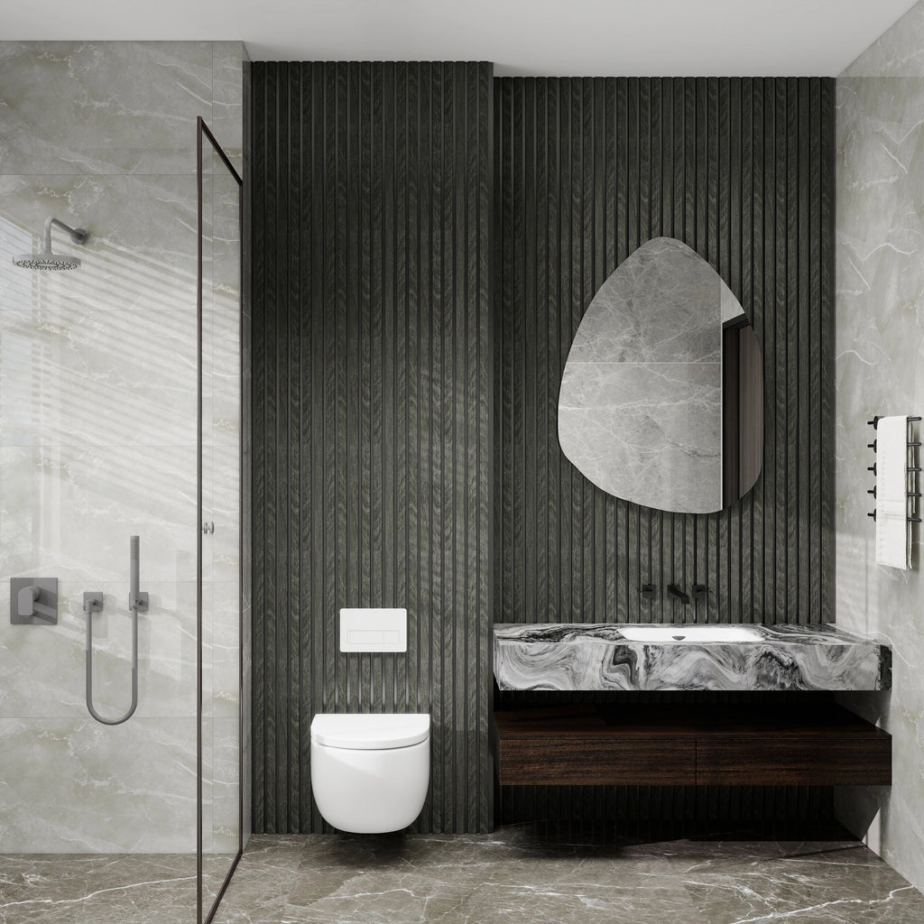 Aluvo 6 Slats Black Wood Waterproof Wall Panel