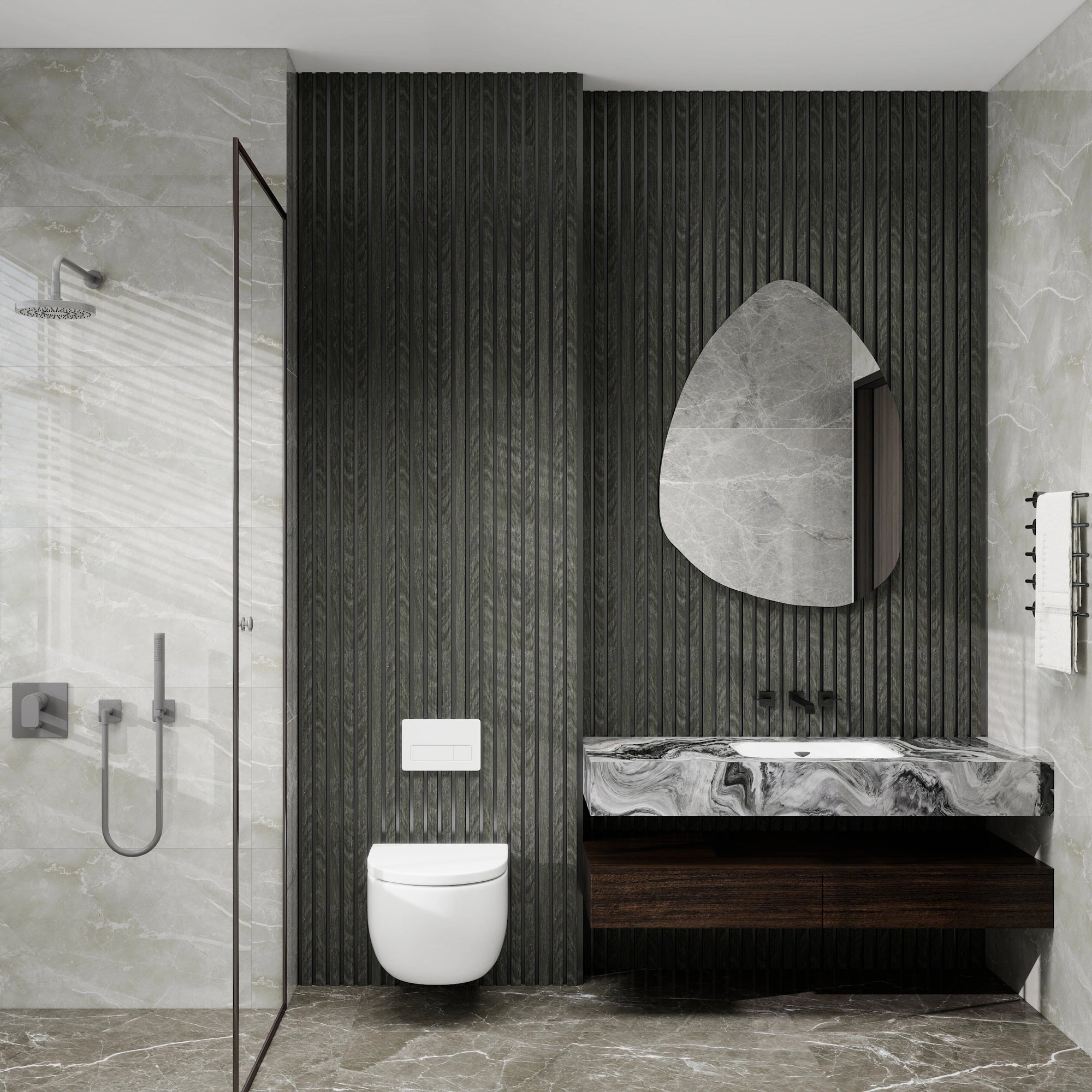 Aluvo 6 Slats Black Wood Waterproof Wall Panel