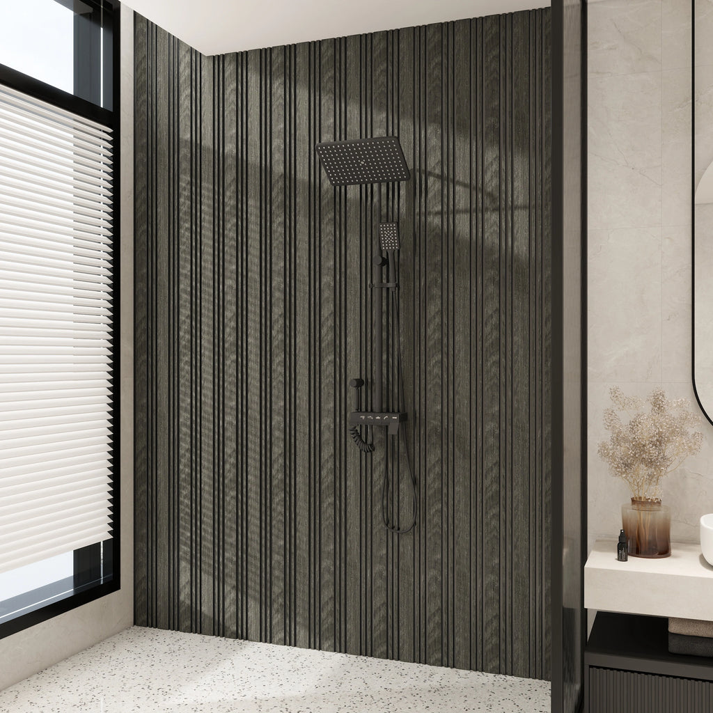 Aluvo LS Slats Black Wood Waterproof Wall Panel