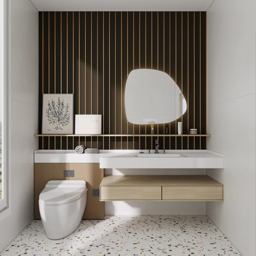 Aluvo Curved Slats Taupe Waterproof Wall Panel