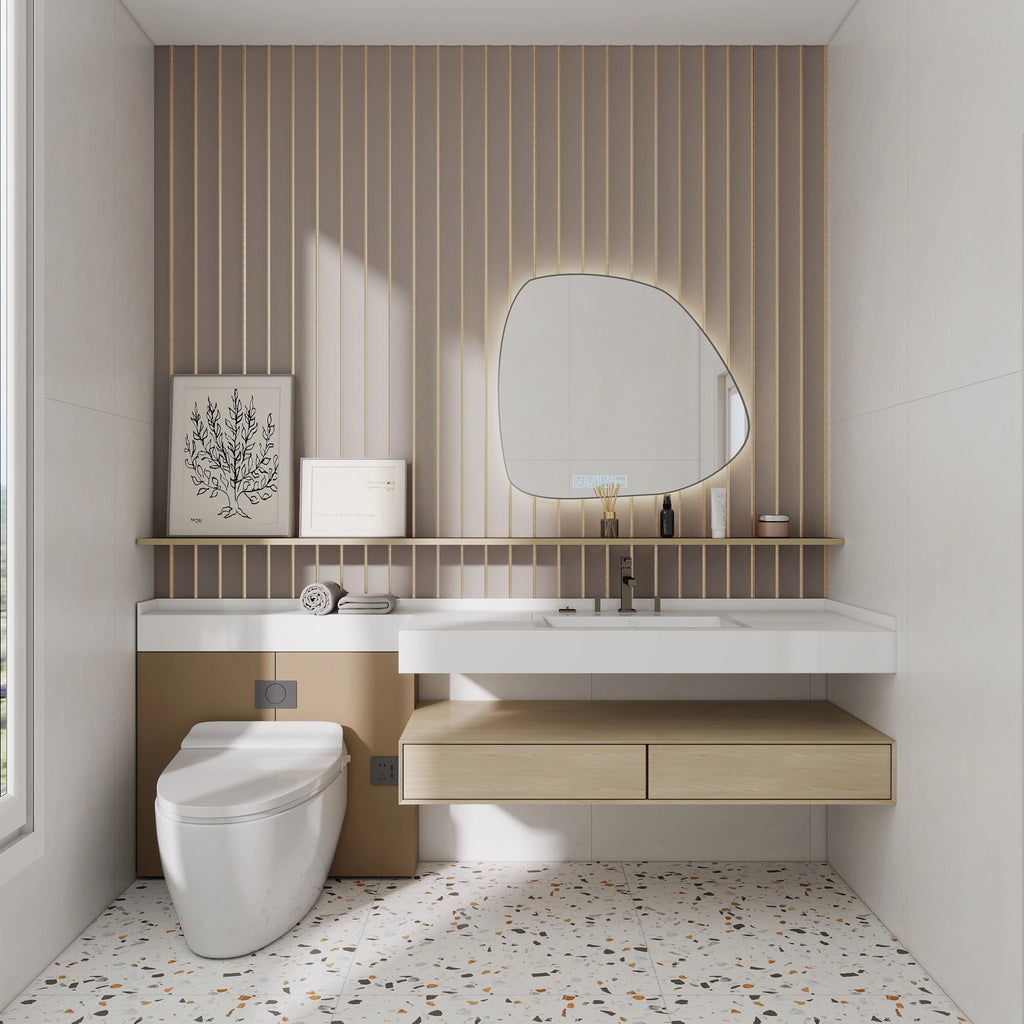 Aluvo Curved Slats Cream Waterproof Wall Panel