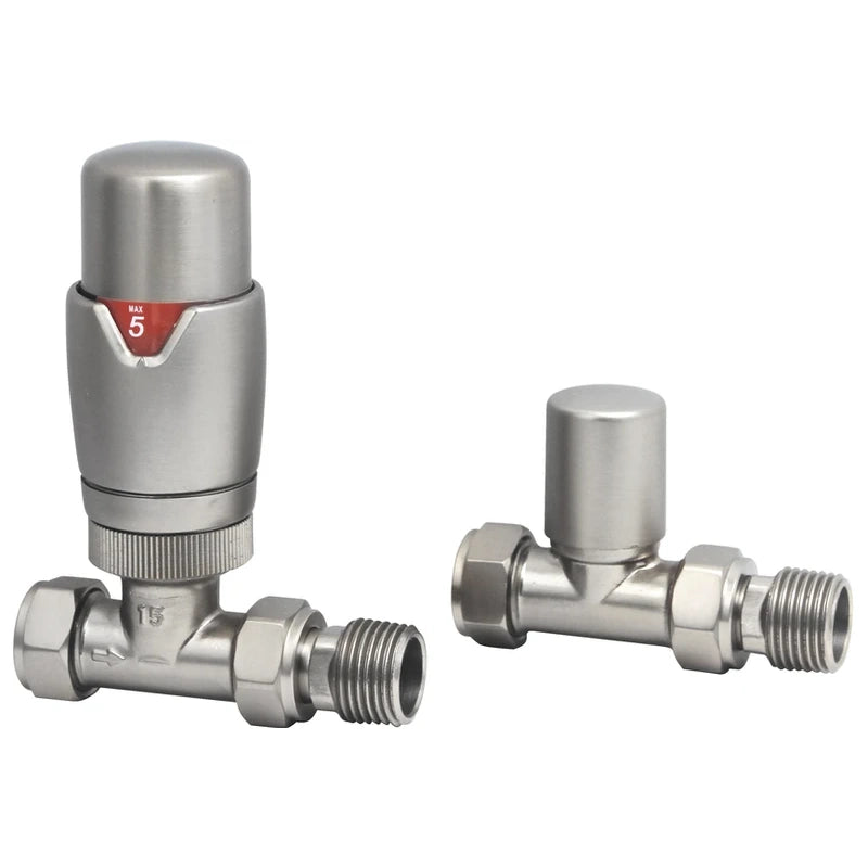 TRV with Lockshield Thermostatic Straight Radiator Valves 15mm