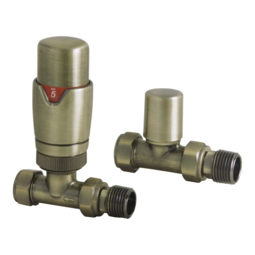 TRV with Lockshield Thermostatic Straight Radiator Valves 15mm