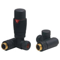 Dual Fuel TRV with Lockshield Thermostatic Black Corner Radiator Valve 15mm