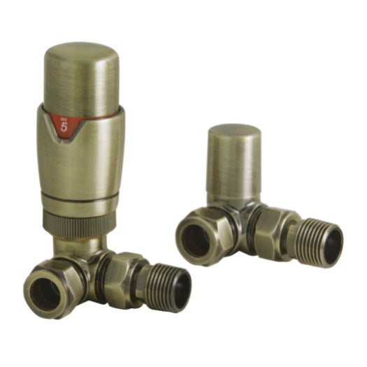 TRV with Lockshield Thermostatic Corner Radiator Valves 15mm