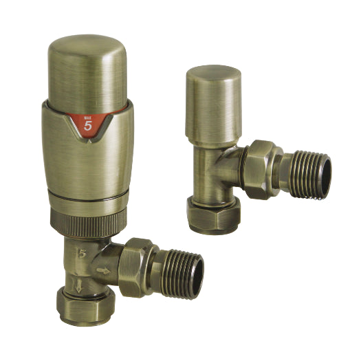 TRV with Lockshield Thermostatic Angled Radiator Valves 15mm